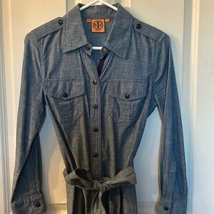 Tory Burch ‘Brigitte’ Chambray Denim Shirt Dress
